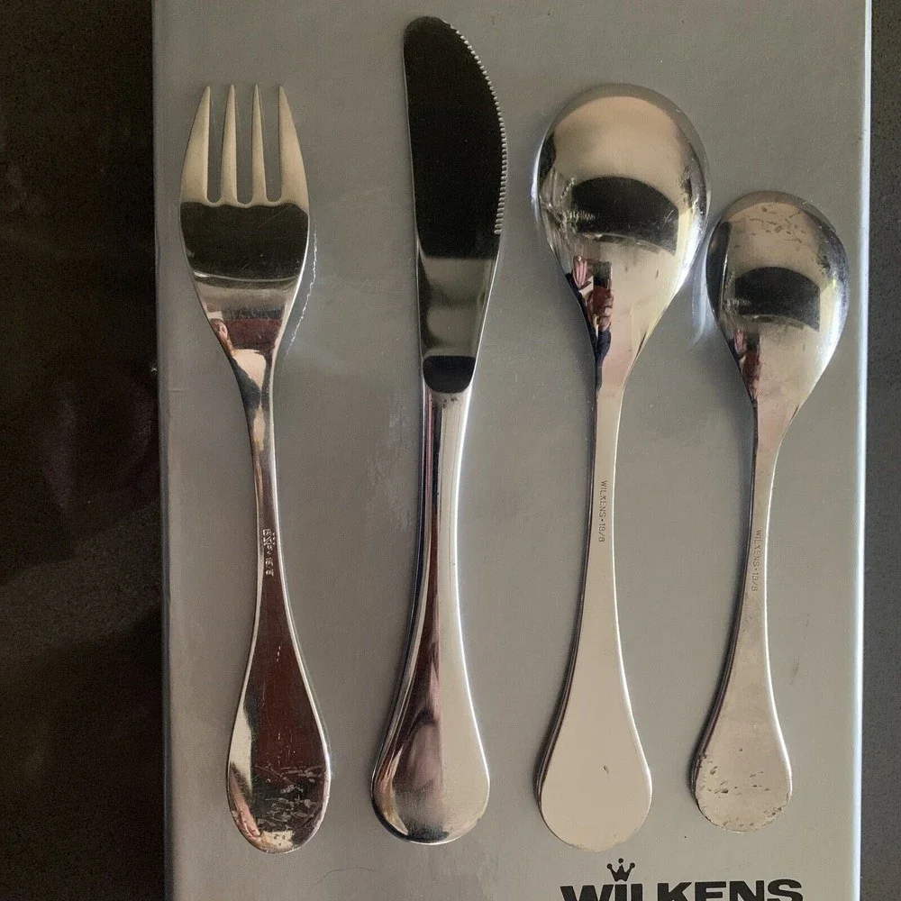 WILKENS Max & Moritz 4pc flatware set KINDERBESTECK EDELSTAHL 18/8 fork spoons
